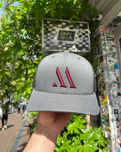 Load image into Gallery viewer, Grey X Maroon 3D &#39;M&#39; Snapback
